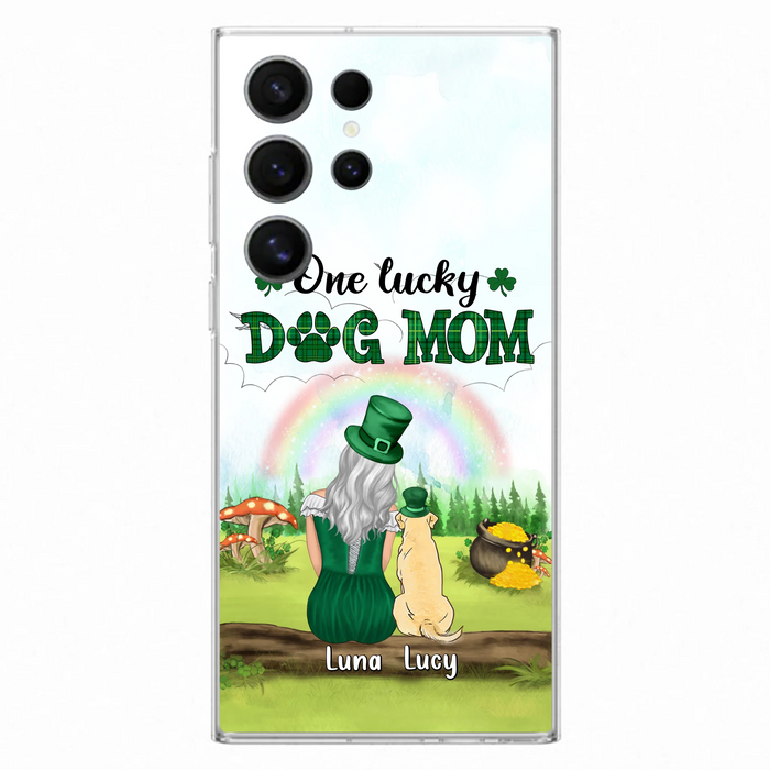 Custom Personalized Dog Mom Phone Case - Upto 4 Dogs - St. Patrick's Day Gift Idea For Dog Lover - Case For iPhone/Samsung