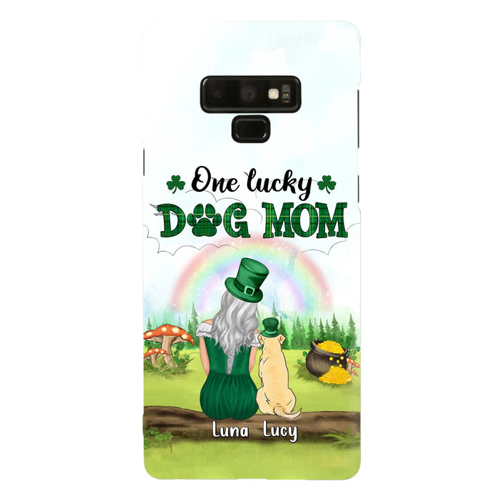 Custom Personalized Dog Mom Phone Case - Upto 4 Dogs - St. Patrick's Day Gift Idea For Dog Lover - Case For iPhone/Samsung
