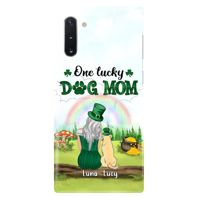 Custom Personalized Dog Mom Phone Case - Upto 4 Dogs - St. Patrick's Day Gift Idea For Dog Lover - Case For iPhone/Samsung