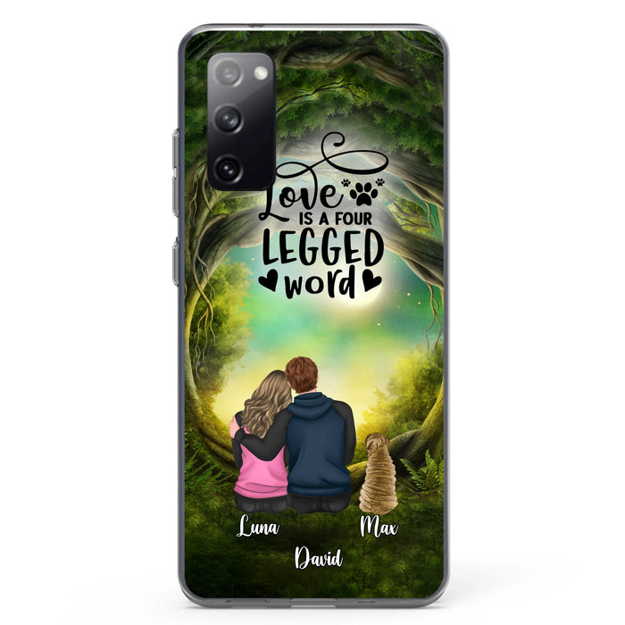 Custom Personalized Couple And Dogs Phone Case - Couple With Upto 5 Dogs - Gift Idea For Couple/Dog Lover - Case For iPhone And Samsung
