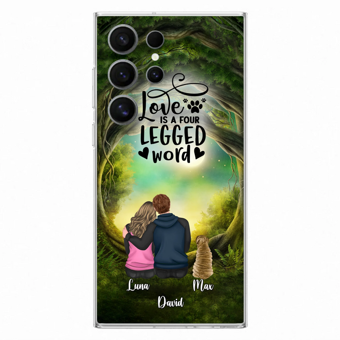 Custom Personalized Couple And Dogs Phone Case - Couple With Upto 5 Dogs - Gift Idea For Couple/Dog Lover - Case For iPhone And Samsung