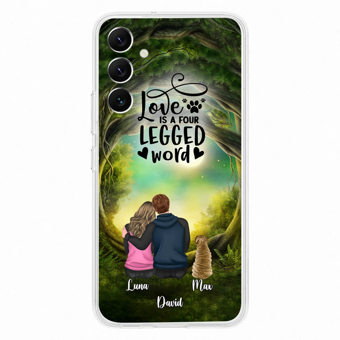 Custom Personalized Couple And Dogs Phone Case - Couple With Upto 5 Dogs - Gift Idea For Couple/Dog Lover - Case For iPhone And Samsung