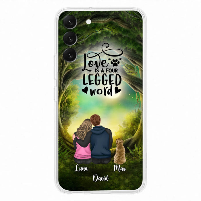 Custom Personalized Couple And Dogs Phone Case - Couple With Upto 5 Dogs - Gift Idea For Couple/Dog Lover - Case For iPhone And Samsung