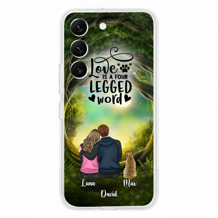 Custom Personalized Couple And Dogs Phone Case - Couple With Upto 5 Dogs - Gift Idea For Couple/Dog Lover - Case For iPhone And Samsung