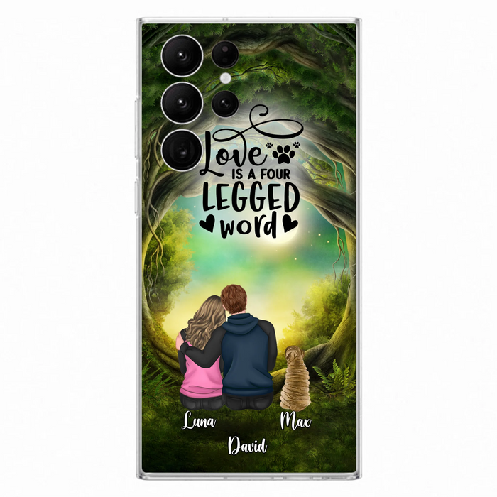 Custom Personalized Couple And Dogs Phone Case - Couple With Upto 5 Dogs - Gift Idea For Couple/Dog Lover - Case For iPhone And Samsung