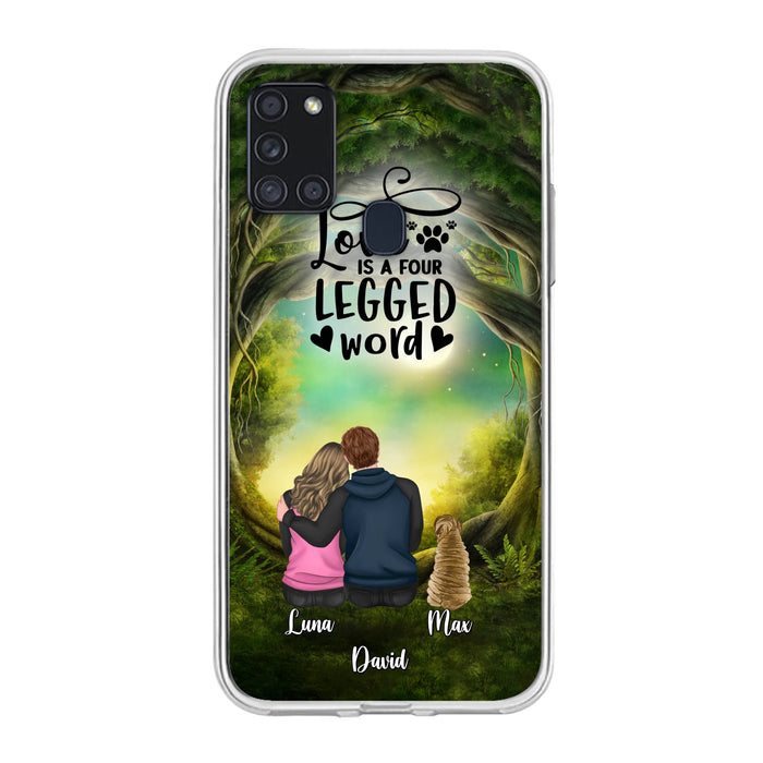 Custom Personalized Couple And Dogs Phone Case - Couple With Upto 5 Dogs - Gift Idea For Couple/Dog Lover - Case For iPhone And Samsung