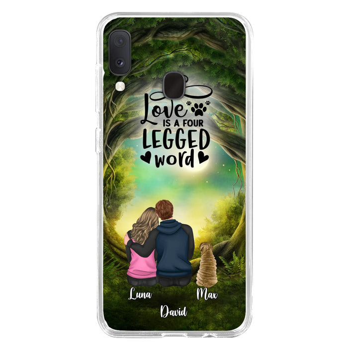 Custom Personalized Couple And Dogs Phone Case - Couple With Upto 5 Dogs - Gift Idea For Couple/Dog Lover - Case For iPhone And Samsung