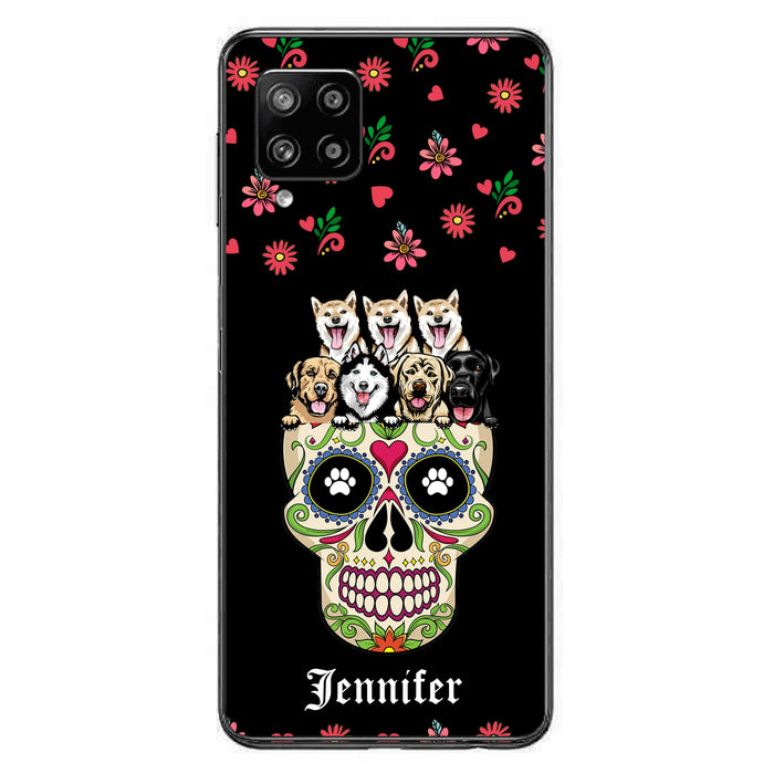 Custom Personalized Sugar Skull Pets Phone Case - Gift for Dog/Cat Lovers - Up to 7 Pets