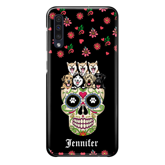 Custom Personalized Sugar Skull Pets Phone Case - Gift for Dog/Cat Lovers - Up to 7 Pets