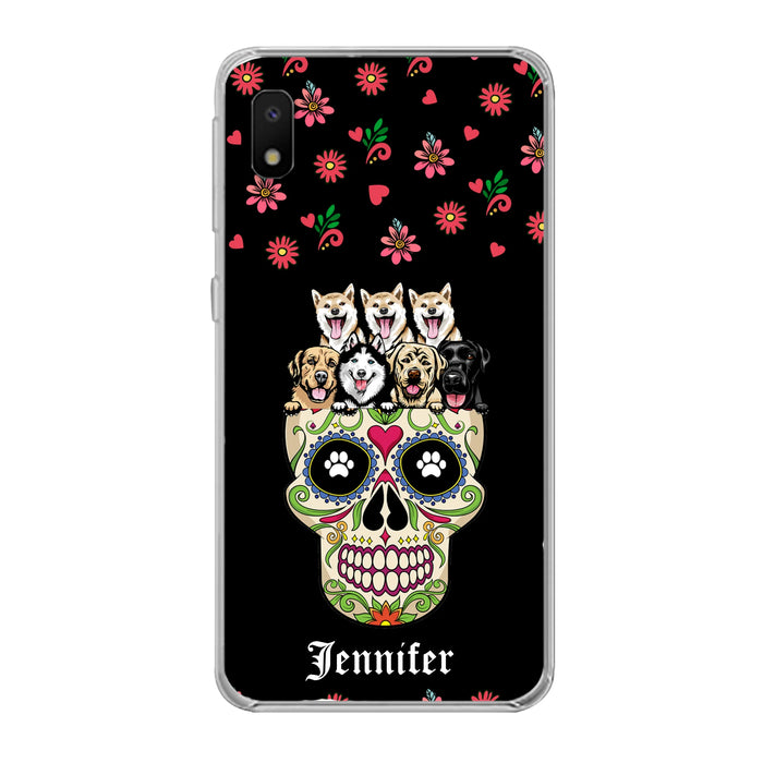 Custom Personalized Sugar Skull Pets Phone Case - Gift for Dog/Cat Lovers - Up to 7 Pets