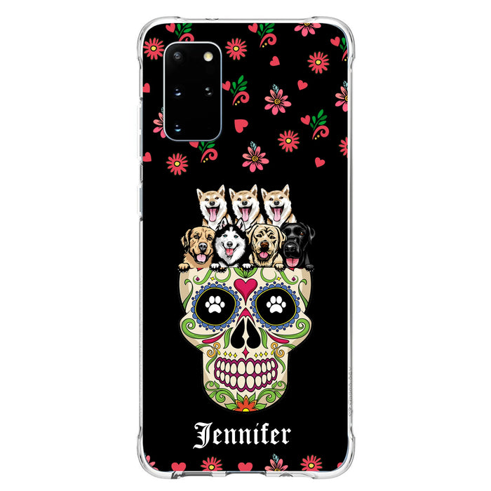 Custom Personalized Sugar Skull Pets Phone Case - Gift for Dog/Cat Lovers - Up to 7 Pets