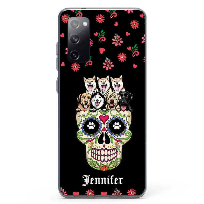 Custom Personalized Sugar Skull Pets Phone Case - Gift for Dog/Cat Lovers - Up to 7 Pets