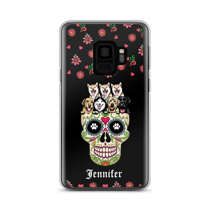 Custom Personalized Sugar Skull Pets Phone Case - Gift for Dog/Cat Lovers - Up to 7 Pets