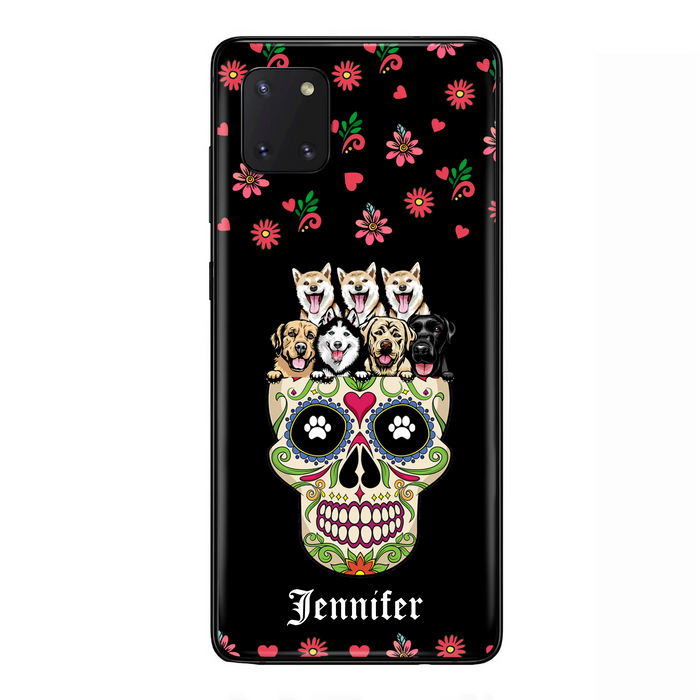 Custom Personalized Sugar Skull Pets Phone Case - Gift for Dog/Cat Lovers - Up to 7 Pets