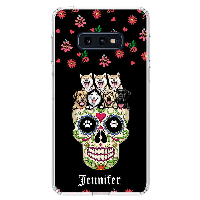 Custom Personalized Sugar Skull Pets Phone Case - Gift for Dog/Cat Lovers - Up to 7 Pets