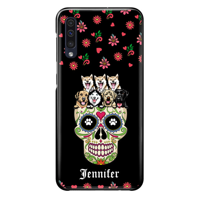 Custom Personalized Sugar Skull Pets Phone Case - Gift for Dog/Cat Lovers - Up to 7 Pets