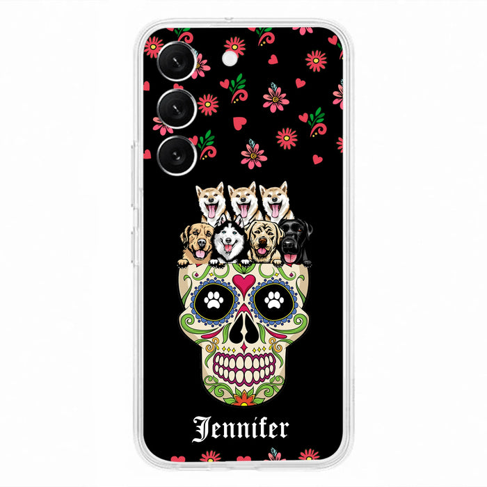 Custom Personalized Sugar Skull Pets Phone Case - Gift for Dog/Cat Lovers - Up to 7 Pets