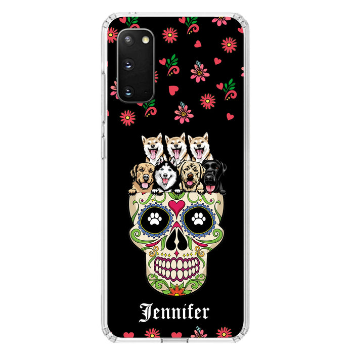 Custom Personalized Sugar Skull Pets Phone Case - Gift for Dog/Cat Lovers - Up to 7 Pets