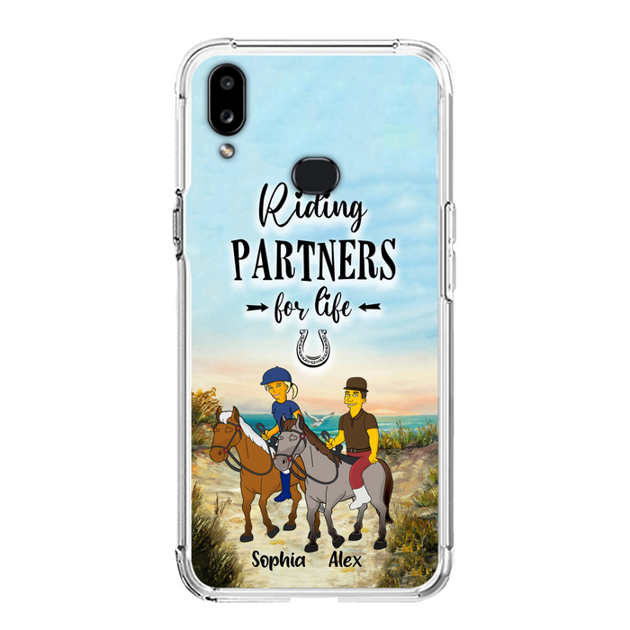 Custom Personalized Horseback Riding Cartoon Portrait From Photo Phone Case - Gift Idea For Couple/ Riding Lover - Case For iPhone And Samsung