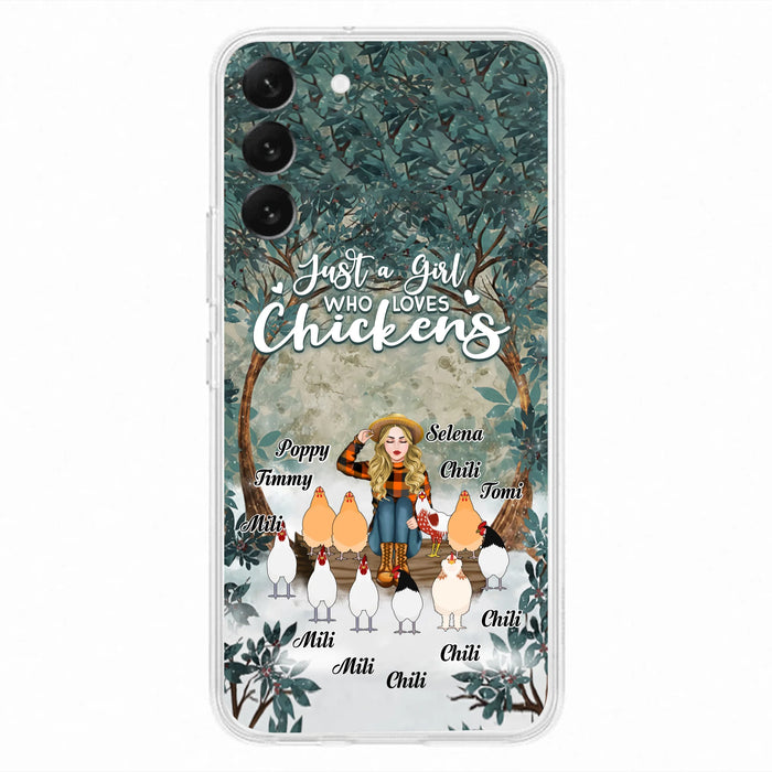 Custom Personalized Just A Girl Who Loves Chickens Phone Case - Girl With Upto 10 Chickens - Case For iPhone And Samsung