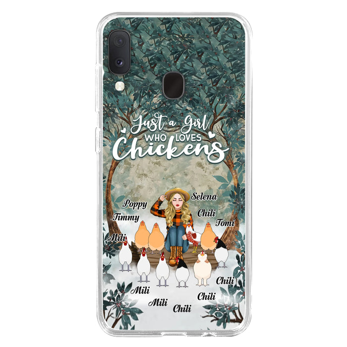 Custom Personalized Just A Girl Who Loves Chickens Phone Case - Girl With Upto 10 Chickens - Case For iPhone And Samsung