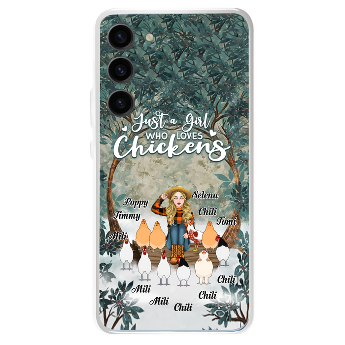 Custom Personalized Just A Girl Who Loves Chickens Phone Case - Girl With Upto 10 Chickens - Case For iPhone And Samsung
