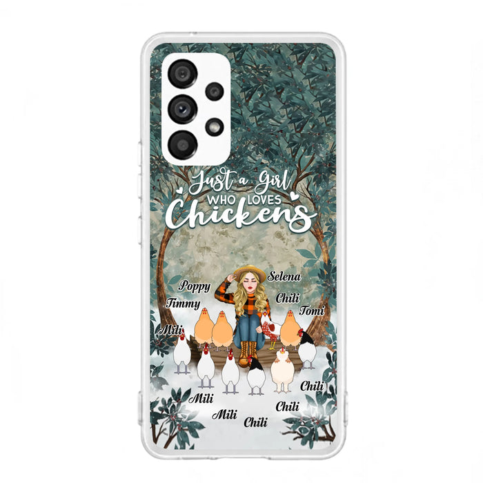 Custom Personalized Just A Girl Who Loves Chickens Phone Case - Girl With Upto 10 Chickens - Case For iPhone And Samsung