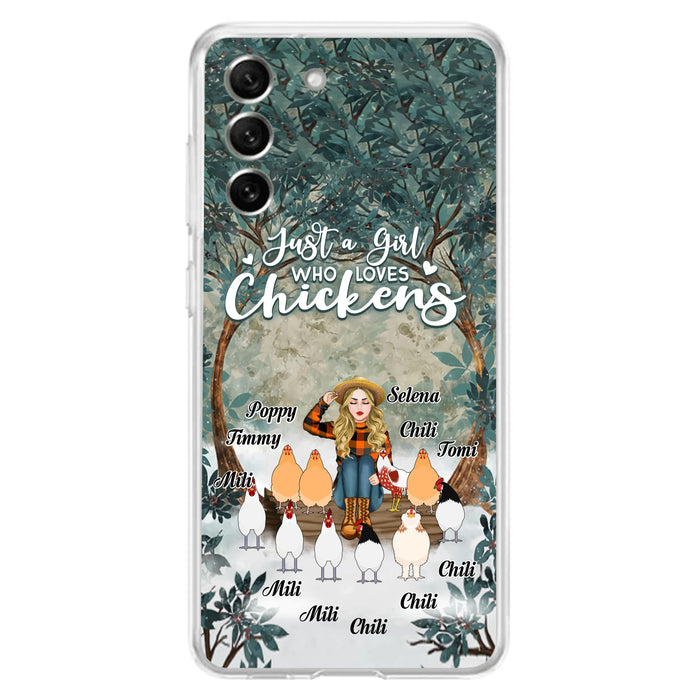 Custom Personalized Just A Girl Who Loves Chickens Phone Case - Girl With Upto 10 Chickens - Case For iPhone And Samsung