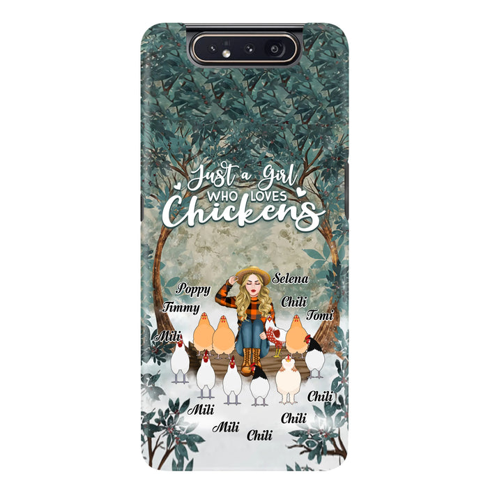 Custom Personalized Just A Girl Who Loves Chickens Phone Case - Girl With Upto 10 Chickens - Case For iPhone And Samsung