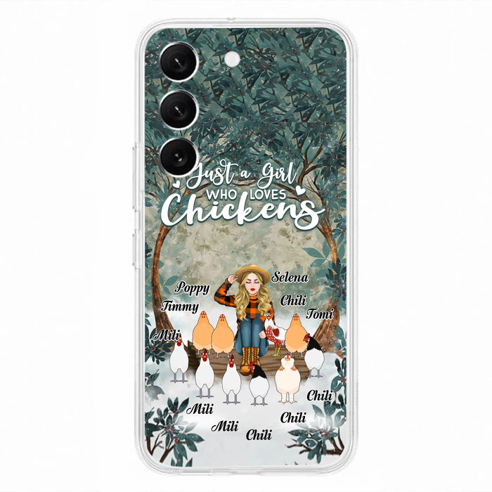 Custom Personalized Just A Girl Who Loves Chickens Phone Case - Girl With Upto 10 Chickens - Case For iPhone And Samsung