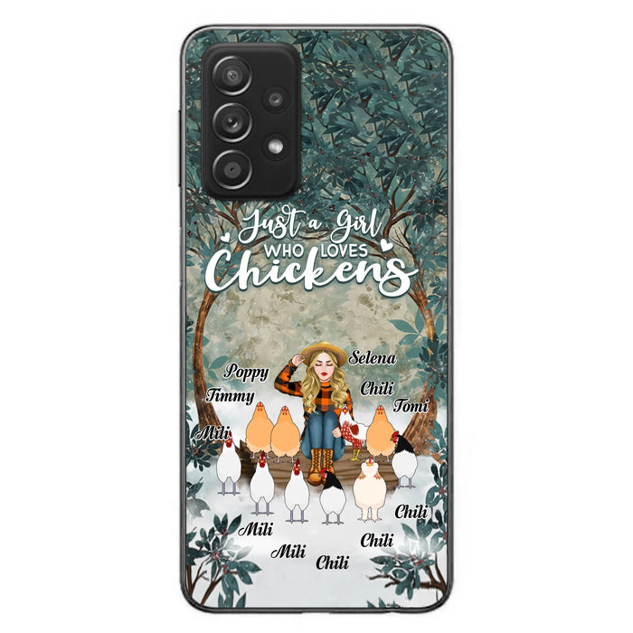 Custom Personalized Just A Girl Who Loves Chickens Phone Case - Girl With Upto 10 Chickens - Case For iPhone And Samsung