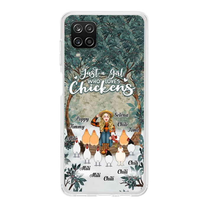 Custom Personalized Just A Girl Who Loves Chickens Phone Case - Girl With Upto 10 Chickens - Case For iPhone And Samsung