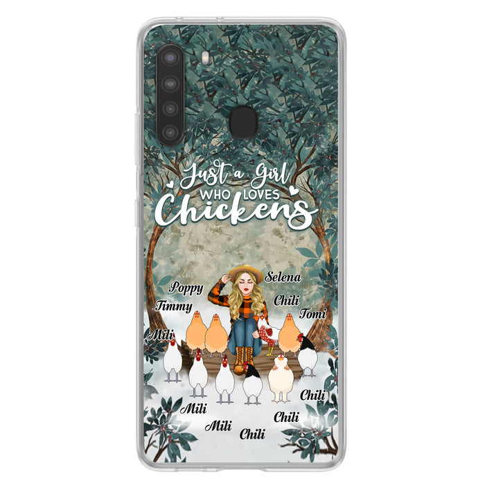 Custom Personalized Just A Girl Who Loves Chickens Phone Case - Girl With Upto 10 Chickens - Case For iPhone And Samsung