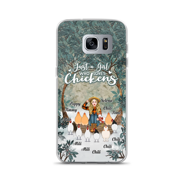 Custom Personalized Just A Girl Who Loves Chickens Phone Case - Girl With Upto 10 Chickens - Case For iPhone And Samsung