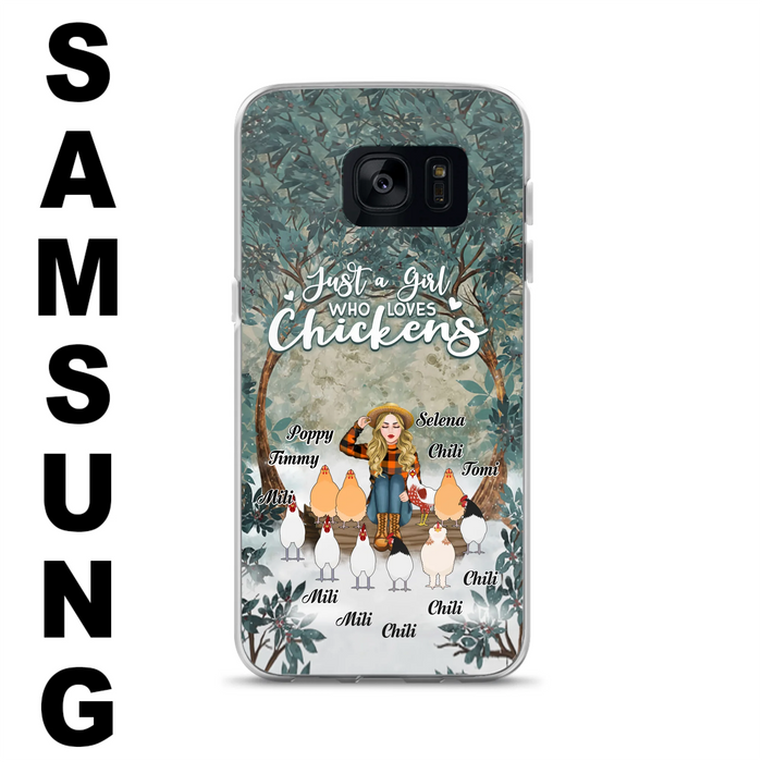 Custom Personalized Just A Girl Who Loves Chickens Phone Case - Girl With Upto 10 Chickens - Case For iPhone And Samsung