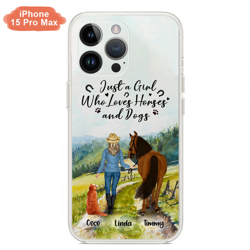 Personalized Horse And Dog Phone Case - Man/Woman/Girl/Boy With Upto 2 Horses And 4 Dogs - Gift For Horse/Dog Lover - Case For iPhone And Samsung