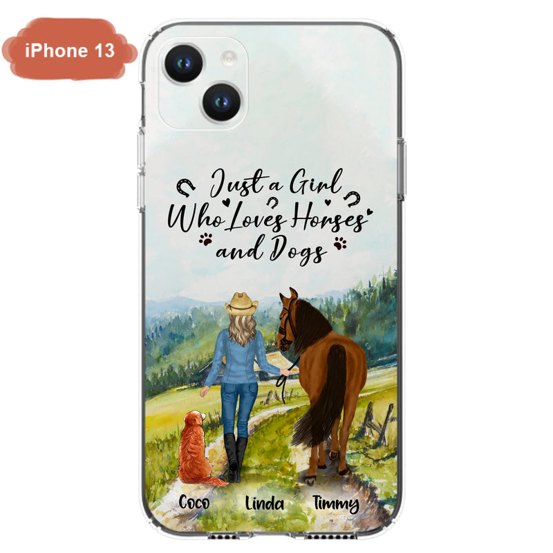 Personalized Horse And Dog Phone Case - Man/Woman/Girl/Boy With Upto 2 Horses And 4 Dogs - Gift For Horse/Dog Lover - Case For iPhone And Samsung