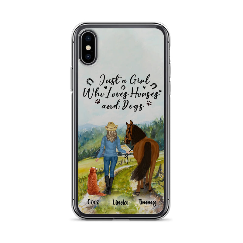 Personalized Horse And Dog Phone Case - Man/Woman/Girl/Boy With Upto 2 Horses And 4 Dogs - Gift For Horse/Dog Lover - Case For iPhone And Samsung