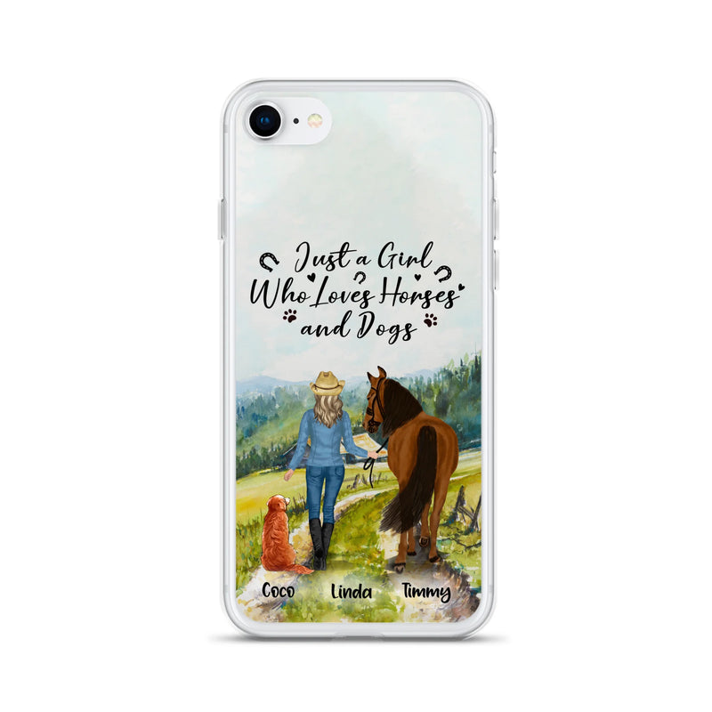 Personalized Horse And Dog Phone Case - Man/Woman/Girl/Boy With Upto 2 Horses And 4 Dogs - Gift For Horse/Dog Lover - Case For iPhone And Samsung