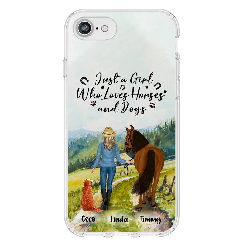 Personalized Horse And Dog Phone Case - Man/Woman/Girl/Boy With Upto 2 Horses And 4 Dogs - Gift For Horse/Dog Lover - Case For iPhone And Samsung