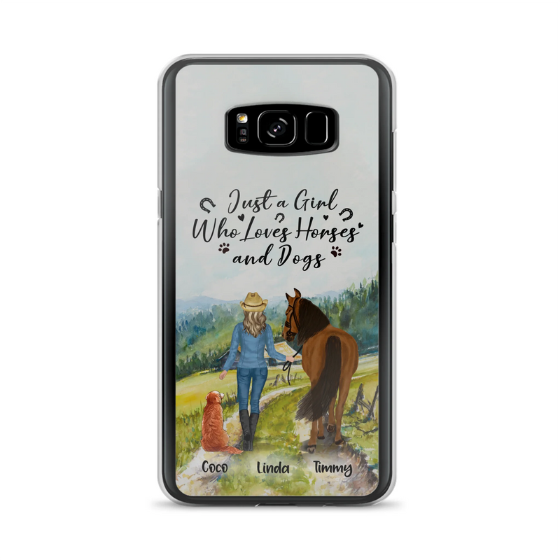 Personalized Horse And Dog Phone Case - Man/Woman/Girl/Boy With Upto 2 Horses And 4 Dogs - Gift For Horse/Dog Lover - Case For iPhone And Samsung