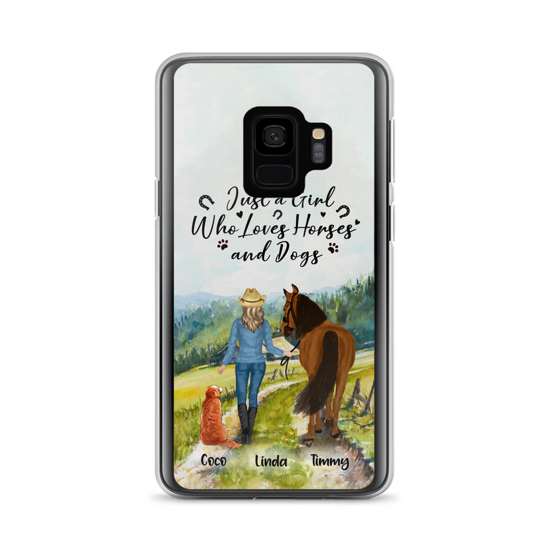 Personalized Horse And Dog Phone Case - Man/Woman/Girl/Boy With Upto 2 Horses And 4 Dogs - Gift For Horse/Dog Lover - Case For iPhone And Samsung