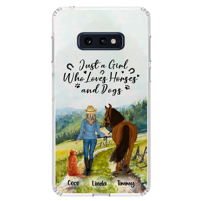 Personalized Horse And Dog Phone Case - Man/Woman/Girl/Boy With Upto 2 Horses And 4 Dogs - Gift For Horse/Dog Lover - Case For iPhone And Samsung