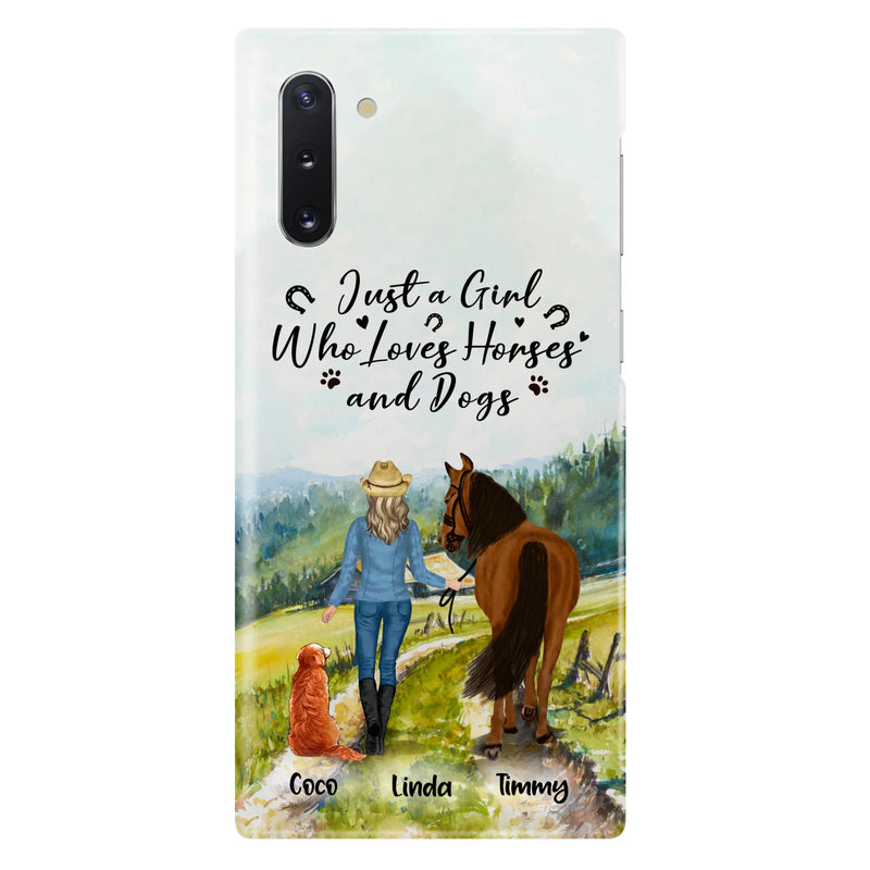 Personalized Horse And Dog Phone Case - Man/Woman/Girl/Boy With Upto 2 Horses And 4 Dogs - Gift For Horse/Dog Lover - Case For iPhone And Samsung