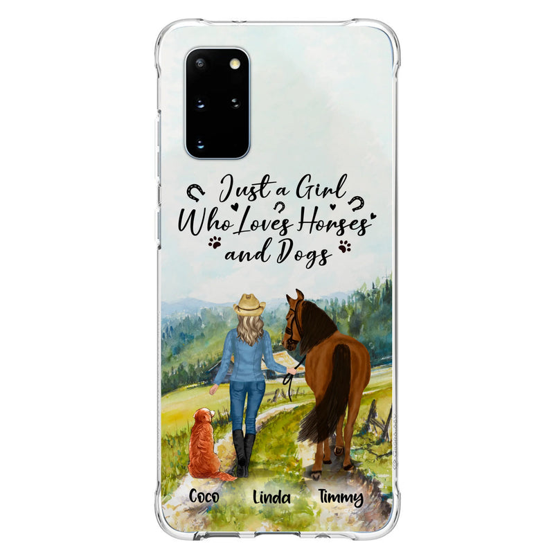 Personalized Horse And Dog Phone Case - Man/Woman/Girl/Boy With Upto 2 Horses And 4 Dogs - Gift For Horse/Dog Lover - Case For iPhone And Samsung