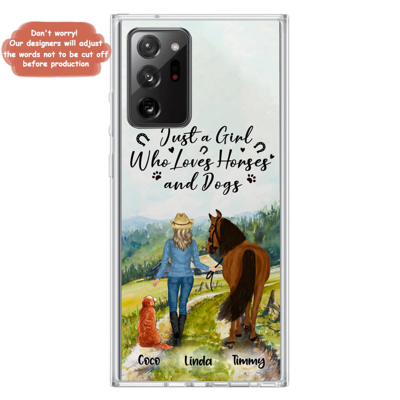 Personalized Horse And Dog Phone Case - Man/Woman/Girl/Boy With Upto 2 Horses And 4 Dogs - Gift For Horse/Dog Lover - Case For iPhone And Samsung