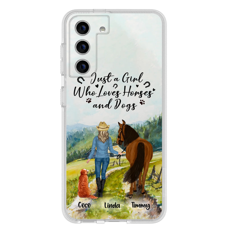 Personalized Horse And Dog Phone Case - Man/Woman/Girl/Boy With Upto 2 Horses And 4 Dogs - Gift For Horse/Dog Lover - Case For iPhone And Samsung