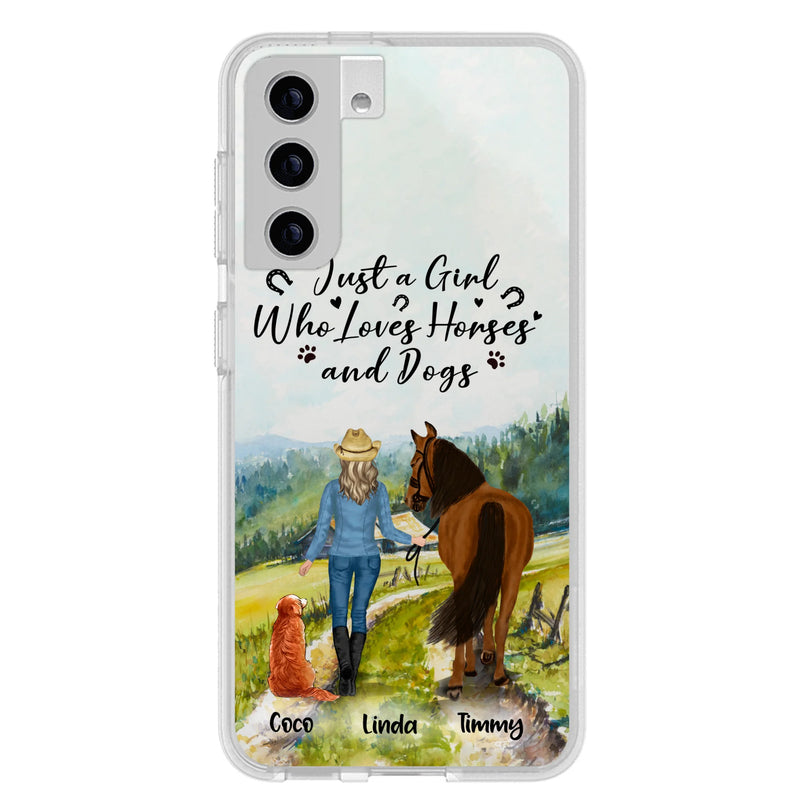 Personalized Horse And Dog Phone Case - Man/Woman/Girl/Boy With Upto 2 Horses And 4 Dogs - Gift For Horse/Dog Lover - Case For iPhone And Samsung