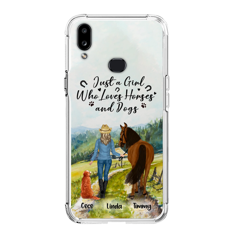 Personalized Horse And Dog Phone Case - Man/Woman/Girl/Boy With Upto 2 Horses And 4 Dogs - Gift For Horse/Dog Lover - Case For iPhone And Samsung