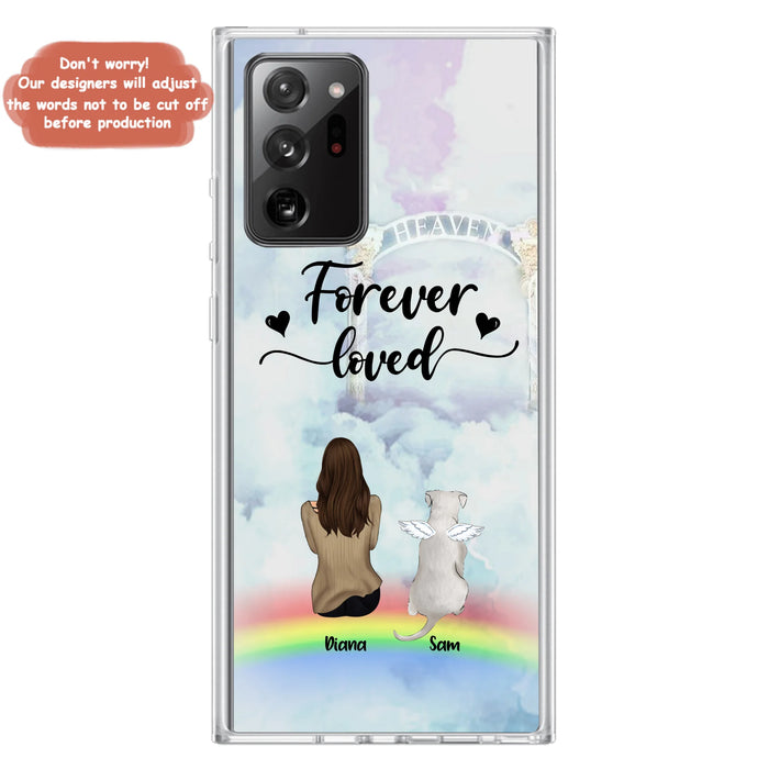 Custom Personalized Memorial Pets Phone Case - Man/Woman With Upto 4 Pets - Memorial Gift For Dog Lovers/Cat Lovers - Forever Loved - For iPhone And Samsung Phone Case - AXSIO5